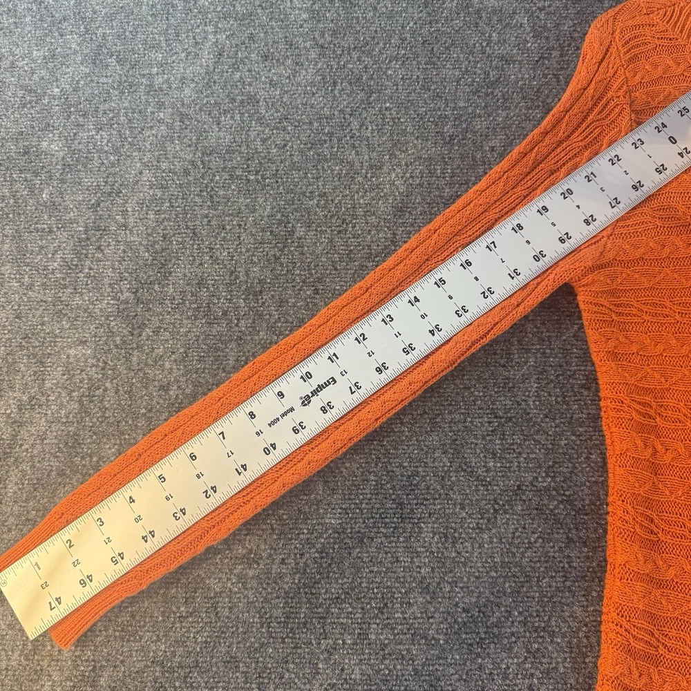 Chaps Denim XL Orange Linen Cotton Cable Knit Boat Neck Sweater Women's Fall - Picture 8 of 9